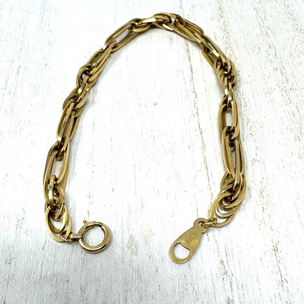Solid 18k Yellow Gold Interlocking Bracelet, 11.8g - image 7